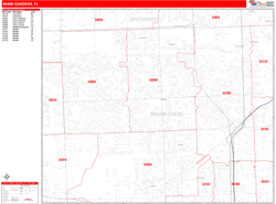 Miami Gardens Wall Map Zip Code Red Line Style 2024